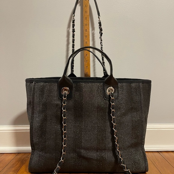 Beautiful Channel Striped Tote. Like New - Picture 2 of 12